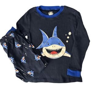 Popshion Shark‎ 2pc Outfit for 6 Yr Olds Navy Unisex Top & Leggings Pajama Set